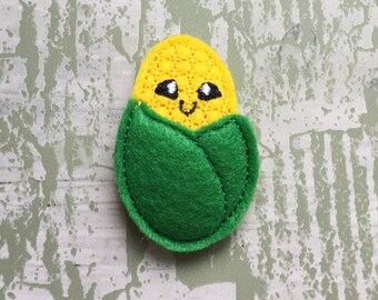 Corn Felt Snap Hair Clip, Cute, Girl, Pretty, Barrette, Feltie, Toddler Hair Clip,