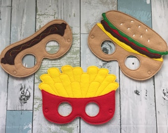 Hamburger, Hot dog and French Fries Felt Masks,