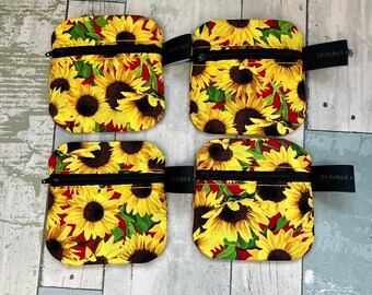 Cotton Zipper Bag, Coin keeper, Money, Wallet, Lunch Money, Credit Cards, Make Up, Gift Cards,  Small Zipper Pouch,