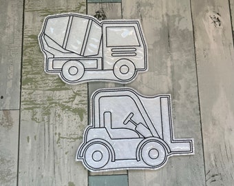 Construction Vehicles Coloring Doll,  Reusable, Wipeable