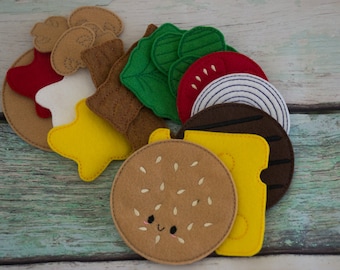 Hamburger Play Food, Pretend, Play Kitchen, Play House, Play Time, Imagination, Tea Time, Quiet Time, Felt Board, Felt Play Food