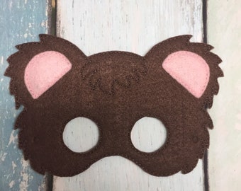 Felt Teddy Bear Mask, Kids Halloween Costume, Pretend Play