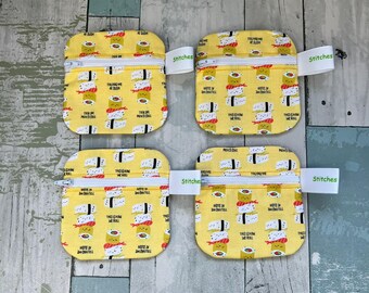 Cotton Zipper Bag, Coin keeper, Money, Wallet, Lunch Money, Credit Cards, Make Up, Gift Cards,  Small Zipper Pouch,