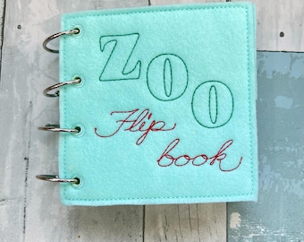 Zoo Quiet Time  Felt Flip Book, Playtime, Learning, Fine Motor Skills, Educational Toy, Preschool Toy, Memory Game, Animals