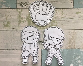 Baseball Colouring Doll,  Reusable, Washable, Green, Children, Playtime, Quiet Time, Toddler, Kids,
