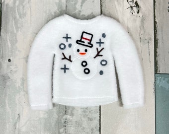 Suéter de elfo de polar con diseño de muñeco de nieve Doodle, ropa de elfo