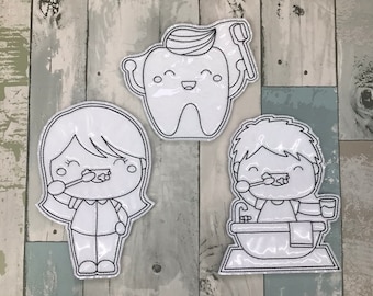Brush Your Teeth,  Reusable, Vinyl, Colouring Dolls, Washable,  Green, Children, Playtime, Party Favours, Quiet Time, Toddler