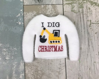 I Dig Christmas Elf Elf Sweater, Doll Sweater, Elf Costume, Elf Clothes,
