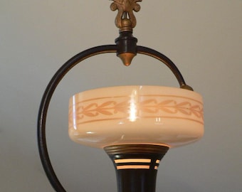 Antique Art Deco slip shade chandelier by Lightolier