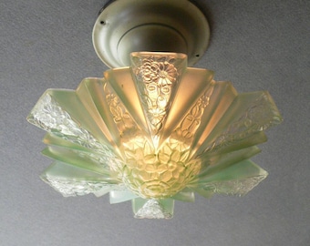 Antique green 2 piece Consolidated glass chandelier