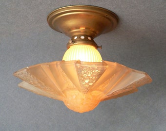 Antique consolidated Art Deco flush mount chandelier