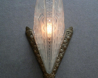 Antique Art Deco slip shade French DONNA Paris sconce