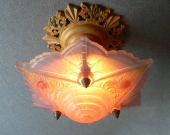 Antique Art Deco flush mount chandelier