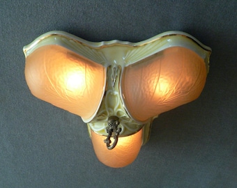 Antique porcelain 3 light flush mount chandelier