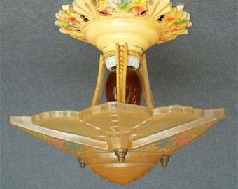 Antique Art Deco flush mount chandelier
