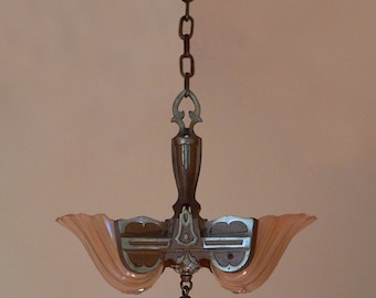 Antique Art Deco chandelier pendant by Markel from 1920's