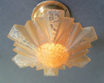 Antique amber 2 piece Consolidated glass chandelier