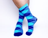 Argyle Socks - Blue Socks. Blue Argyle Socks. Mens Socks. Blue Dress Socks. Mens Diamond Socks. Wedding Socks. Groomsmen Socks. Fun Socks.