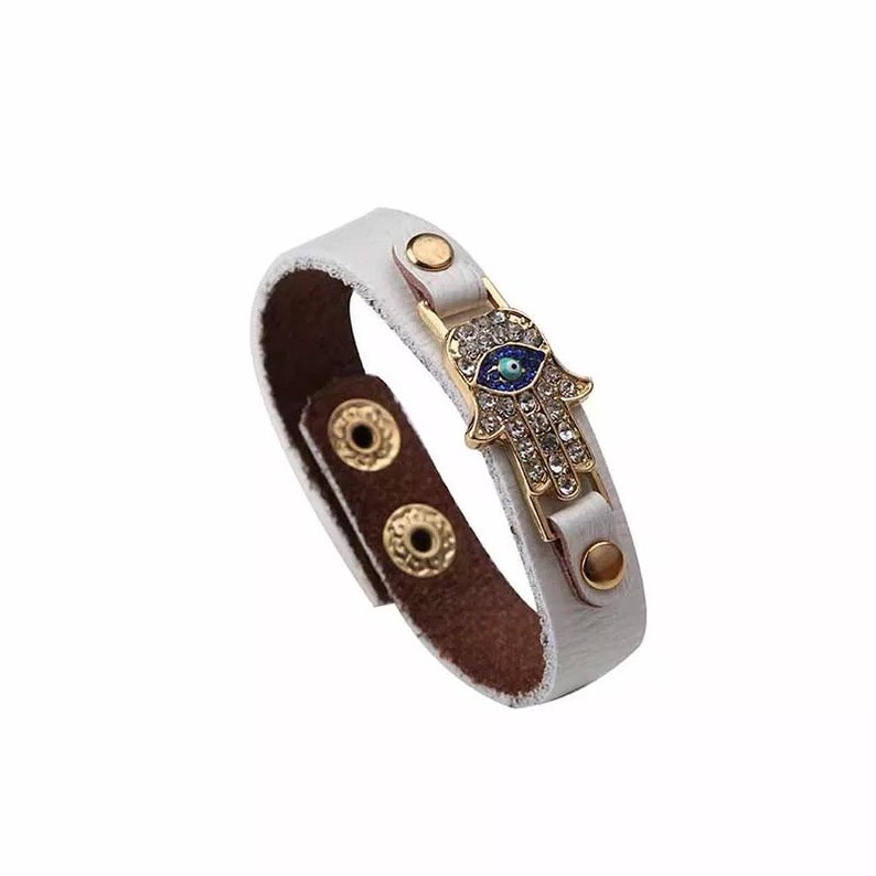 PU leather Evil Eye Hamsa Pendent Bracelet For Women Fashion Jewelry ready to ship
