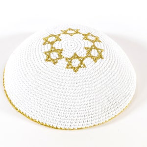 Bar mitzvah Kippah Yarmulke bar mitzvah Yamaka Jewish Judaica Kippa Shabbat Magen David,Israel Flag yarmulke ready to ship Gold David's stars