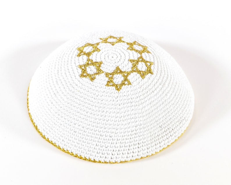 Bar mitzvah Kippah Yarmulke bar mitzvah Yamaka Jewish Judaica Kippa Shabbat Magen David,Israel Flag yarmulke ready to ship Gold David's stars