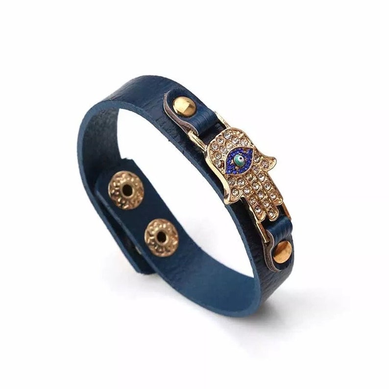 PU leather Evil Eye Hamsa Pendent Bracelet For Women Fashion Jewelry ready to ship