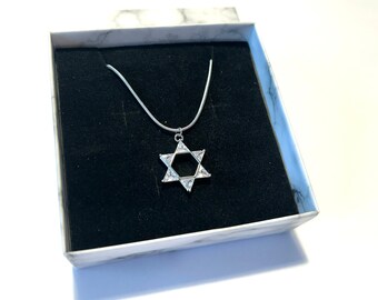 Jewish Magen david 925 Sterling Silver,Am Israel chai, david's star pendant for  ladies and girls Necklace,Proud jewish ,Ready to ship