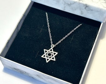 Jewish Magen david 925 Sterling Silver , Jewish star necklace, david's star pendant for MENS ladies and girls NecklaceI stand with Israel