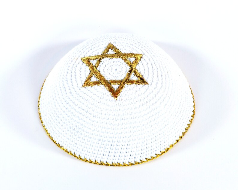 Bar mitzvah Kippah Yarmulke bar mitzvah Yamaka Jewish Judaica Kippa Shabbat Magen David,Israel Flag yarmulke ready to ship Gold David's star