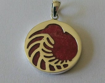 Handmade Sterling 925 silver and coral pendant.