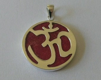 Handmade Sterling 925 silver and coral pendant.