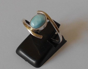Handmade 925 Sterling silver and larimar ring.