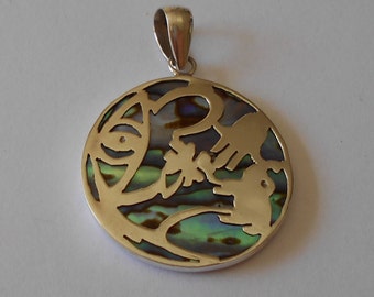 Handmade Sterling 925 silver and NZ Paua pendant.