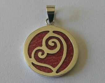 Handmade Sterling 925 silver and coral pendant.
