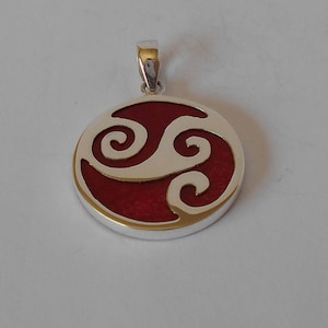 Handmade Sterling 925 silver and coral pendant.