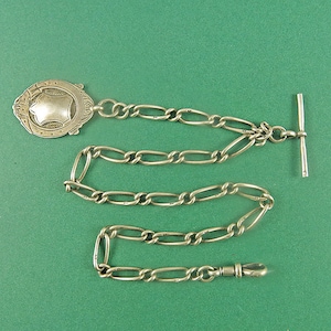 Antique Sterling Watch Chain With Sterling Fob Pendant Pocket Watch Chain Watch Accessories Antique Collectibles