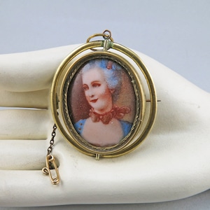 Victorian Antique Picture Locket Pendant Brooch Antique Jewellery Antique Porcelain Portrait Antiques Collectibles