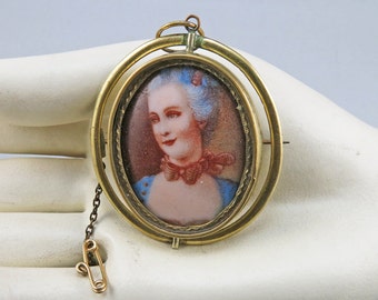 Victorian Antique Picture Locket Pendant Brooch Antique Jewellery Antique Porcelain Portrait Antiques Collectibles