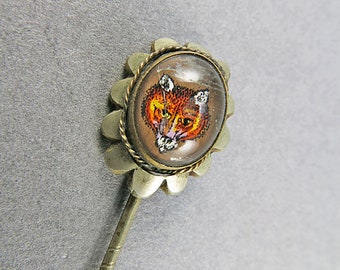 Pin antique Intaglio inverse en verre sculpté renard bijoux bijoux victorienne broche antiquités Bijoux collection