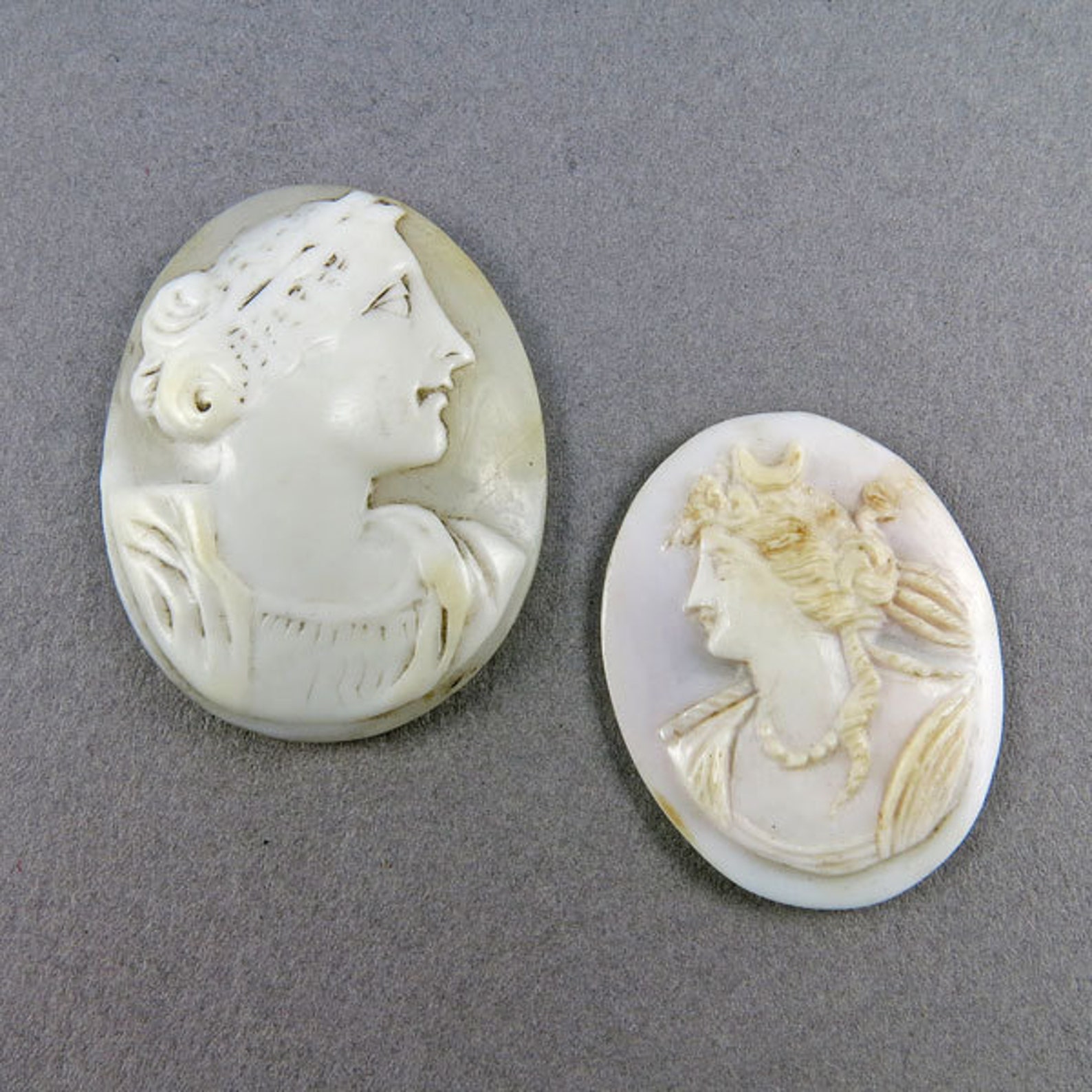 Victorian Antique Carved Shell Cameos Jewelry Supplies 2 Etsy