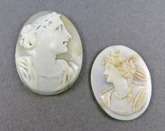 Victorian Antique Carved Shell Cameos Jewelry Supplies 2 Antique Victorian Jewelry Supplies Craft Supplies Antique Collectibles