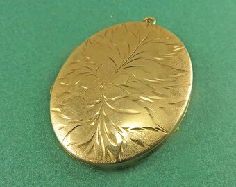 vintage 9ct Gold Locket Pendentif Image Médaillon Ovale Médaillon Grand Médaillon Real Gold Avant Et Arrière Médaillon Cadeau Pour Elle