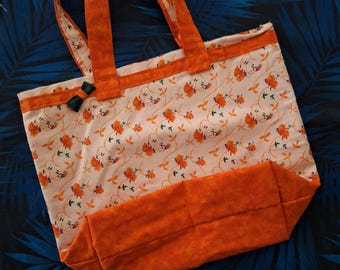 Orange Floral Tote