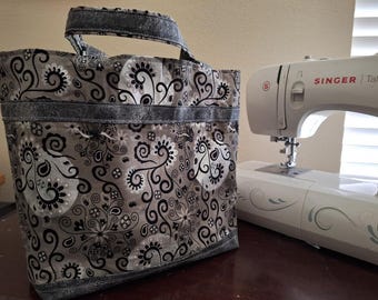 Black Swirl on Gray & Silver Tote Bag