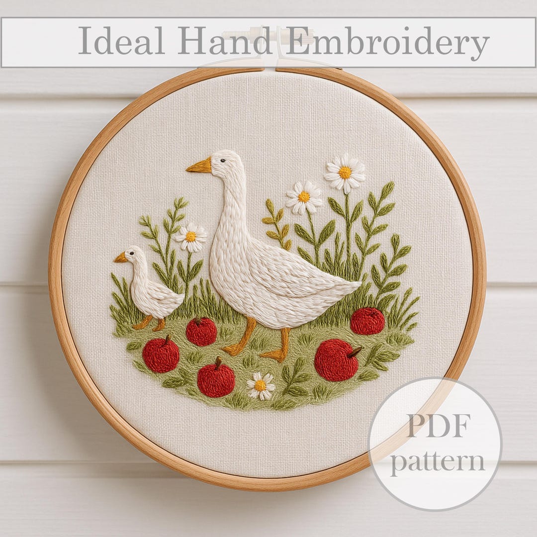 Emperor Goose Pattern Goose & Gosling Embroidery Pattern PDF – Apple Meadow Hoop Art ...