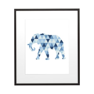 Geometrisch olifant modern steekpatroon dier 2, kleurrijk patroon olifant silhouet, **Direct PDF downloaden**