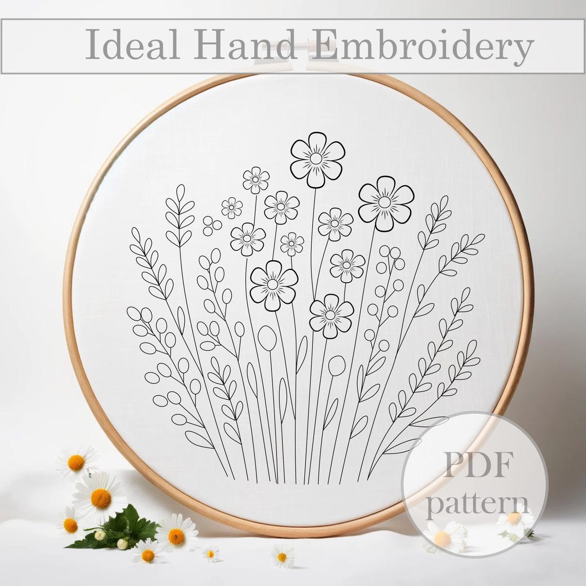 Wildflower Meadow Embroidery Pattern – Modern Floral Hoop Art for Home ...