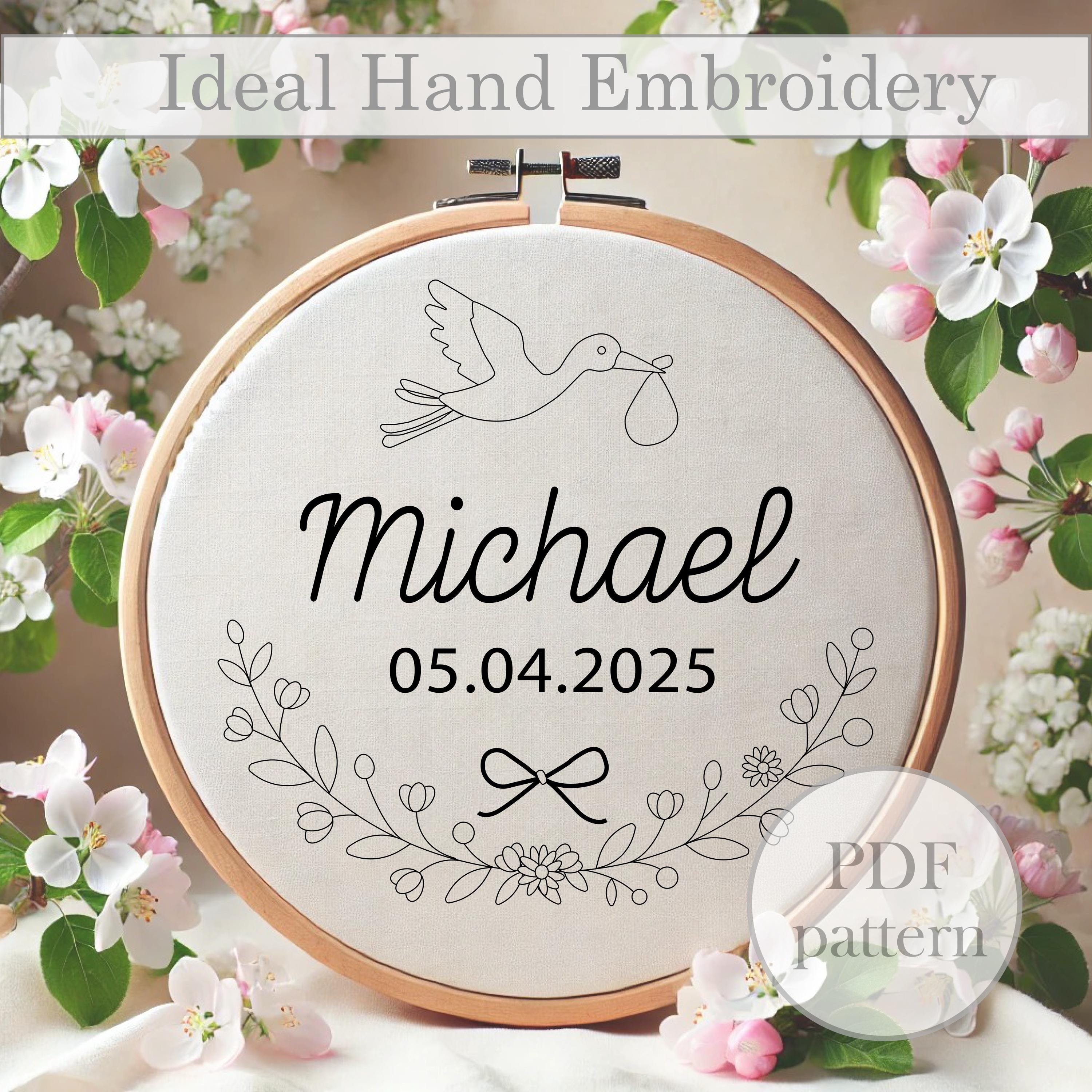 Personalized Baby Name Embroidery Pattern PDF – Birth Announcement With ...