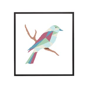Interieur Geometrisch Steekpatroon Dier 26, Kleurrijk Patroon Vogelsilhouet, **Direct PDF Downloaden**