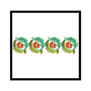Antique restored cross stitch pattern with flowers, PDF pattern ** instant download**, Berlin Woolwork,Victorian Retro Needlework Chart